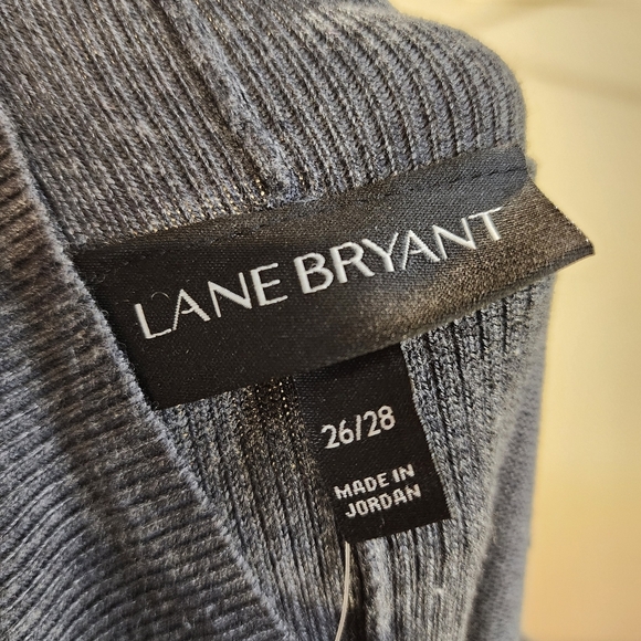 Lane Bryant Women's Mock Neck Gray Sweater with Blue Accents Plus Size 26/28 - Picture 2 of 12